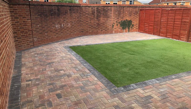 New Paved Patio With Astro Turf in Bristol