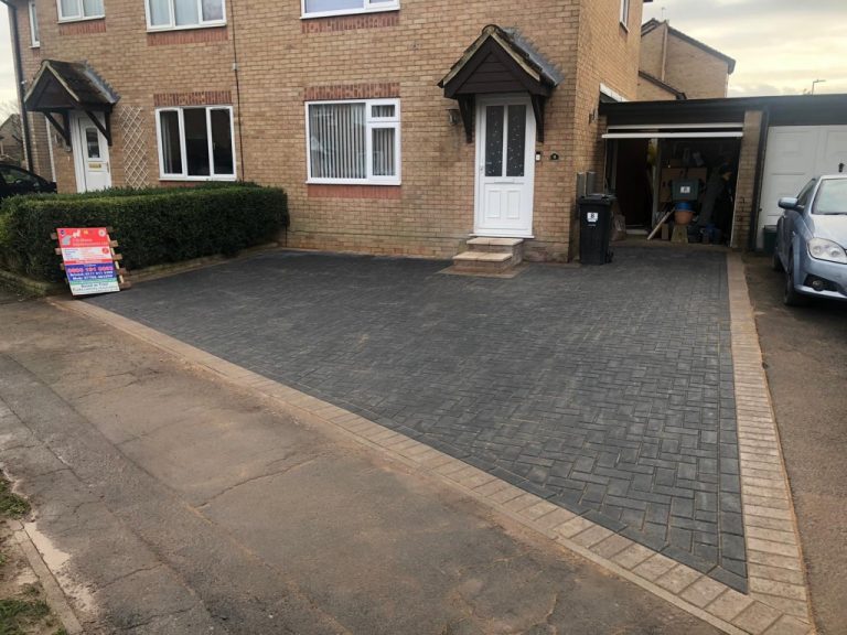 Charcoal Block Paving Driveway with Buff Border in Bristol