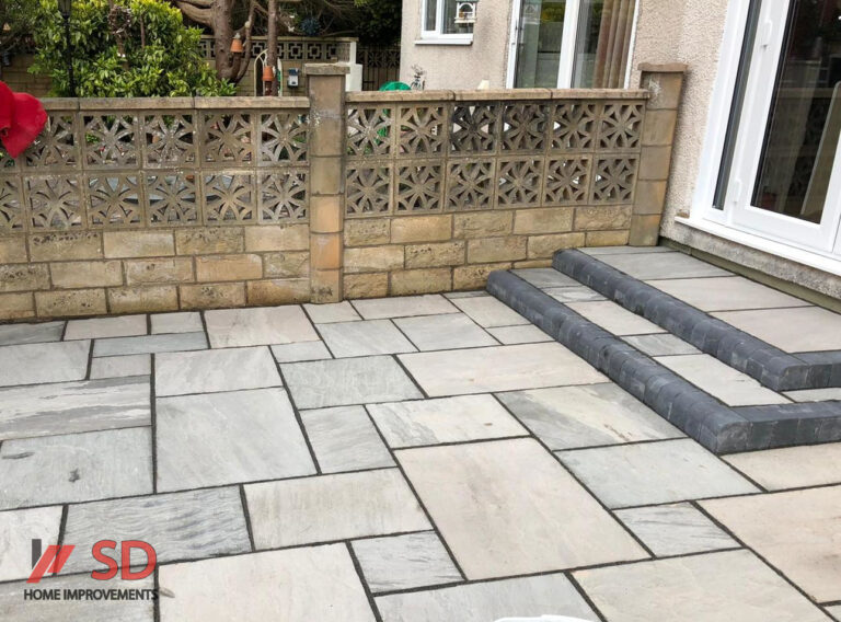 Indian Sandstone Patio with Steps in Longwell Green, Bristol
