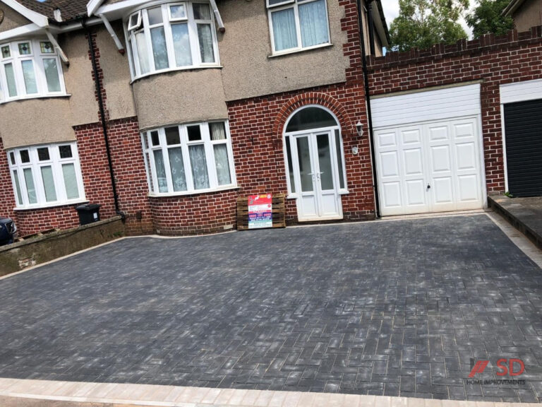 Charcoal Paved Driveway with Natural Grey Border in Downend, Bristol