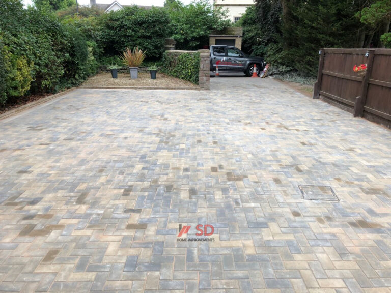 Block Paved Driveway with Bull-Nose Edged Doorstep in Longwell Green
