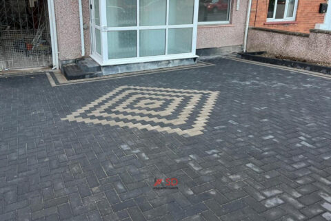 Charcoal Block Paved Driveway with Diamond Pattern in Southmead, Bristol