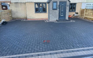 Charcoal Block Paved Driveway with Double Natural Grey Border and Step in Warmley