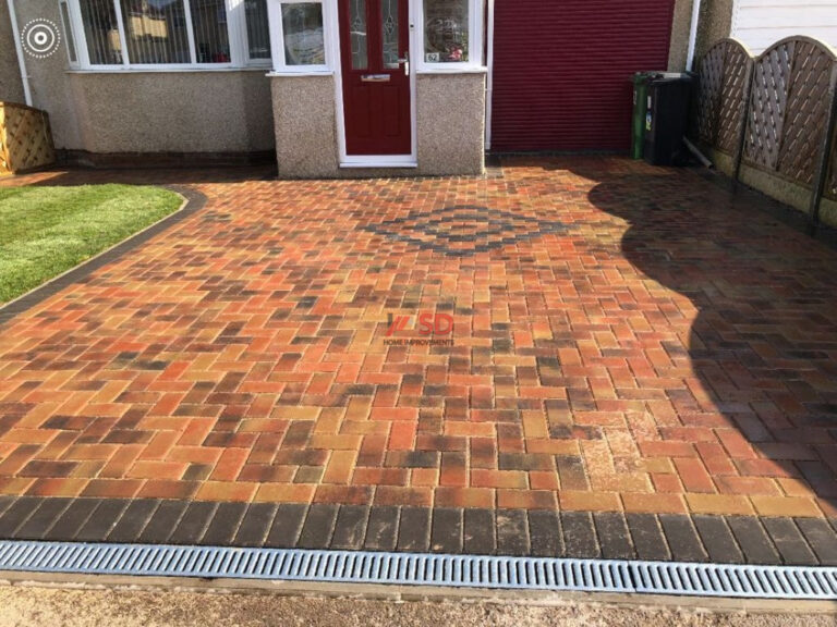 Brindle Block Paved Driveway with Roll-On Lawn in Weston-super-Mare