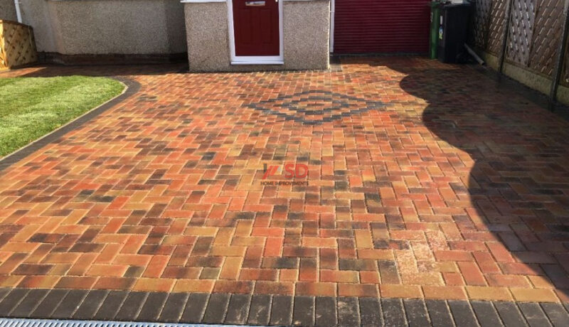 Brindle Block Paved Driveway with Roll-On Lawn in Weston-super-Mare