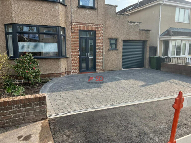 Driveway with Charcoal Tegula Paving and Dropped Kerb in Hanham, Bristol