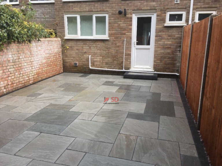 Indian Sandstone Patio with Fencing in Fishponds, Bristol